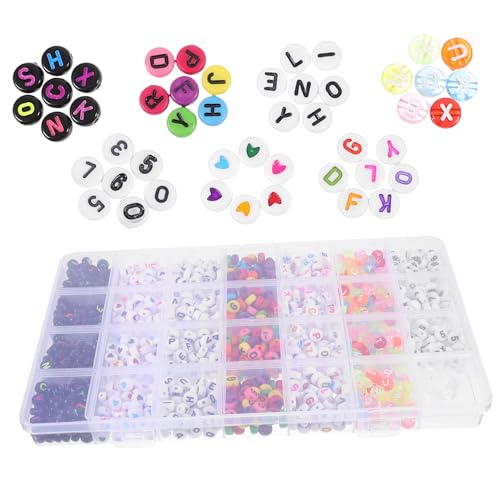 FIXOSHEE Buchstabenperlen Lose Alphabetperlen für DIY Schmuck Armbänder Basteln Gummifaden für Einfache Handhabung von FIXOSHEE