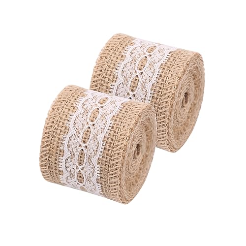 FIXOSHEE Burlap Ribbon mit Spitze Juteband Rolle für DIY Bastelprojekte Hochzeit Geschenkverpackung Natürliche Umweltfreundliche Dekoband für Handarbeit und Kunstkurse von FIXOSHEE