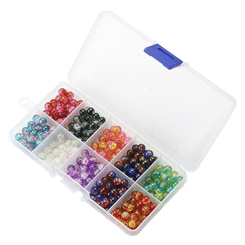 FIXOSHEE Crackle Glasperlen DIY Schmuck Zubehör im Fächer Box Runde Abstandshalterperlen für Hausdekoration und Glatte Oberfläche Einfache von FIXOSHEE