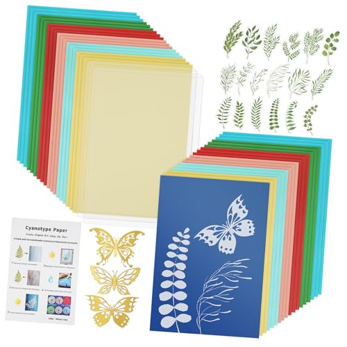 FIXOSHEE Cyanotypie Papier Natürliches Faserpapier Sonnendruck DIY Kit Klemmen Vielseitig für Kunst Handwerk Illustration und Bastelprojekte FIXOSHEE Cyanotypie Papier Natürliches Faserpapier Sonnendruck DIY Kit Klemmen Vielseitig für Kunst Handwerk Illustration und Bastelprojekte von FIXOSHEE