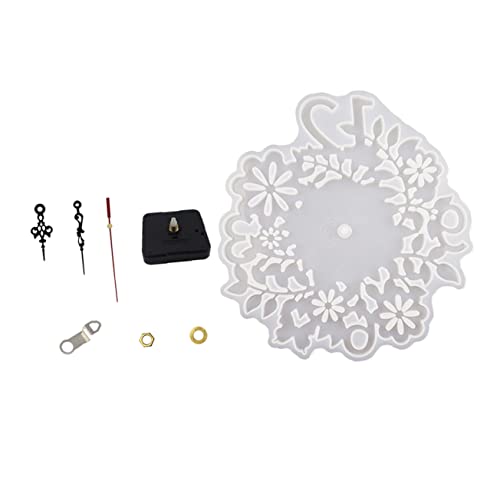 FIXOSHEE DIY Uhrenform Epoxid Gießform mit Blumenmotiv für Wanduhren Quarzuhrwerk Langlebig und Wiederverwendbar für Bastelprojekte von FIXOSHEE
