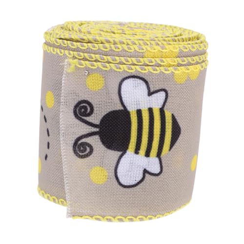 FIXOSHEE Dekoratives Geschenkband Honigbienen motiv Breit Polyester Glatte Oberfläche Vielseitig für Geschenkverpackung Haaraccessoires Hochzeits Festdeko Geeignet von FIXOSHEE