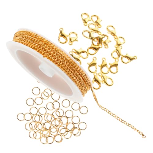 FIXOSHEE Eisenkette DIY Schmuckherstellung mit Karabinerverschluss Biegeringen und Verlängerungsketten Verstellbare Armband und Halskettenzubehör für Handwerksprojekte von FIXOSHEE