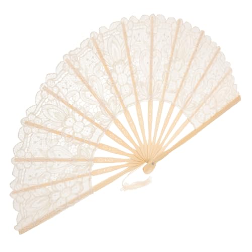 FIXOSHEE Faltbarer Handfächer aus mit Spitzenverzierung Eleganter Damen Fächer für Hochzeiten Tanz Fotografie und Sommerreisen Vintage Design Cremefarben FIXOSHEE Faltbarer Handfächer aus mit Spitzenverzierung Eleganter Damen Fächer für Hochzeiten Tanz Fotografie und Sommerreisen Vintage Design Cremefarben von FIXOSHEE
