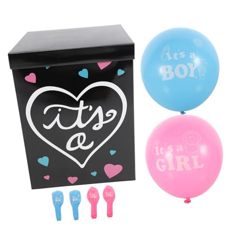 FIXOSHEE Gender Reveal Box Shower mit Blauen und Pinken Ballons Papierbox Kreative Babyparty Deko für Jungen oder Mädchen Einfache Montage Geschenk Dekorationsbox von FIXOSHEE
