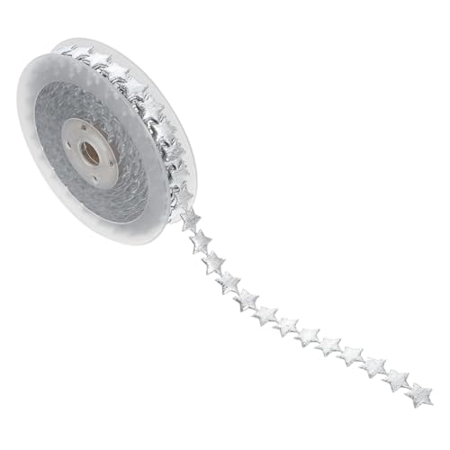 FIXOSHEE Glänzendes Geschenkband mit Silbernen Fünfzackigen Sternen für Weihnachtsdeko DIY Zubehör Geschenkverpackung Party Dekoration Handwerk FIXOSHEE Glänzendes Geschenkband mit Silbernen Fünfzackigen Sternen für Weihnachtsdeko DIY Zubehör Geschenkverpackung Party Dekoration Handwerk von FIXOSHEE