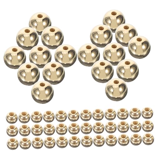 FIXOSHEE Goldene Ccb Kunststoffperlen Runde Miniaturperlen DIY Schmuckherstellung Glatte Oberfläche Vielseitig für Armbänder Halsketten Schlüsselanhänger von FIXOSHEE