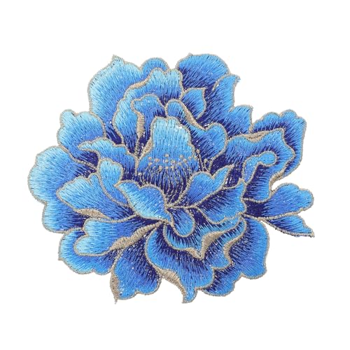 FIXOSHEE Großer Bestickter Blumenstoffpatch mit Pfingstrosenmotiv Dekorativer Nähapplikation ohne Kleber Vielseitiger Textilflicken für Kleidung Shirts Mäntel und DIY Accessoires von FIXOSHEE