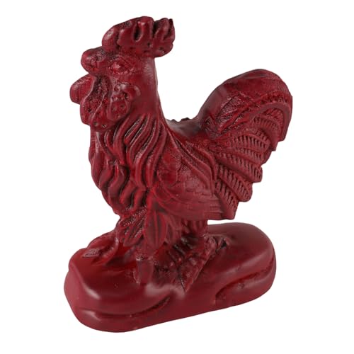 FIXOSHEE Holzfigur Hahn Dekorativ Handgeschnitzt aus Hochwertigem Holz für Wohnzimmer Schreibtisch Deko Tierfigur Stabile Basis von FIXOSHEE