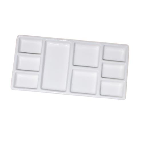 FIXOSHEE Keramik Mischpalette Weiß Rechteckig Malpalette für Aquarell Gouache Ölmalerei DIY Pigment Palette Künstlerbedarf Platzsparend von FIXOSHEE