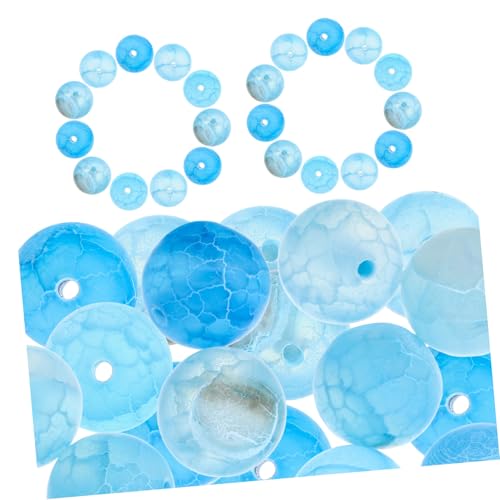 FIXOSHEE Mattierte Blaue Achatperlen DIY Schmuckperlen Runde Zwischenperlen für Armbänder Halsketten Bastelprojekte Handgemachte Schmuckherstellung von FIXOSHEE