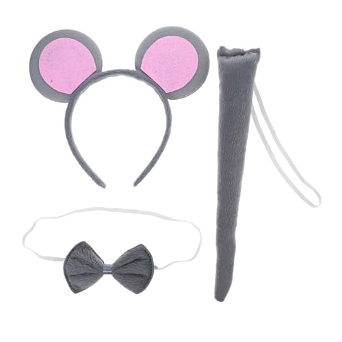 FIXOSHEE Mausohren Stirnband Set mit Krawatte und Graues Rattenkostüm Accessoire für Cosplay Fasching Party und Hochzeit Bequemes Stoffmaterial Modisch und Vielseitig FIXOSHEE Mausohren Stirnband Set mit Krawatte und Graues Rattenkostüm Accessoire für Cosplay Fasching Party und Hochzeit Bequemes Stoffmaterial Modisch und Vielseitig von FIXOSHEE