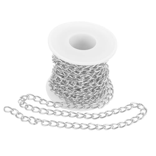 FIXOSHEE Metal Chain Link Schmuckkette zum Selbermachen DIY Gliederkette für Halsketten Armbänder und Schmuckherstellung Glatte Oberfläche Silberfarbene Metallkette für Bastelprojekte von FIXOSHEE