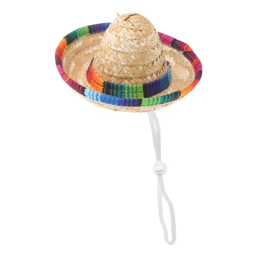 FIXOSHEE Mexikanischer Strohhut mit Kinnriemen Kleiner Sombrero Partyhut für Karneval Fasching Mottoparty Vielseitiges Mexikanisches Partyzubehör Handgefertigt Leicht und Dekorativ von FIXOSHEE