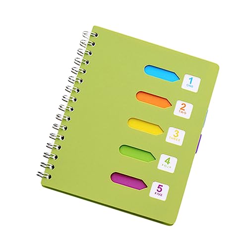 FIXOSHEE Notizbuch mit Spiralbindung Dickem und Bunten Trennblättern Vielseitig für Schule Büro und Reisen Tagebuch oder Notizblock Grün von FIXOSHEE