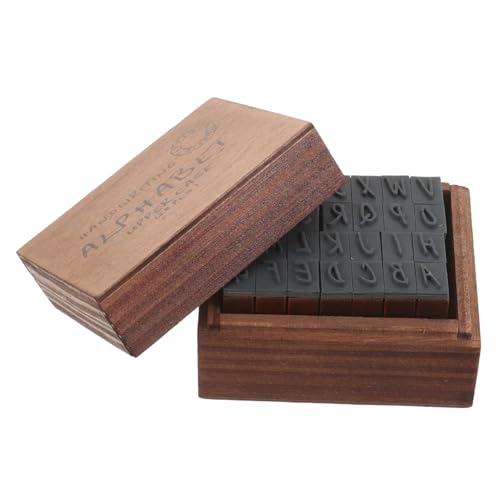FIXOSHEE Retro Holzstempel Buchstaben Alphabet Stempel aus Holz für DIY Scrapbooking und Journaling Kleines Stempelset zum Basteln von Karten und Kreativen Projekten Einfach zu Bedienen von FIXOSHEE