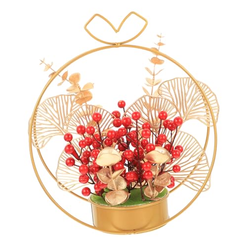 FIXOSHEE Romantisches Tischdekor mit Simulierten Roten Beeren in Robustem Eisenkorb Langlebige Hochzeitstischdekoration für Wohnzimmer Festliche Frühlings und Frühlingsfest Dekoration zur von FIXOSHEE