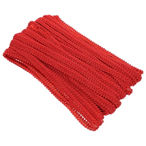 FIXOSHEE Rotes Polyester Fransenband Wellenförmiger Zopfbesatz für DIY Vorhang Dekoration Nähen Handwerk Borte für Kissen Kleidung Sofa Verzierungen von FIXOSHEE