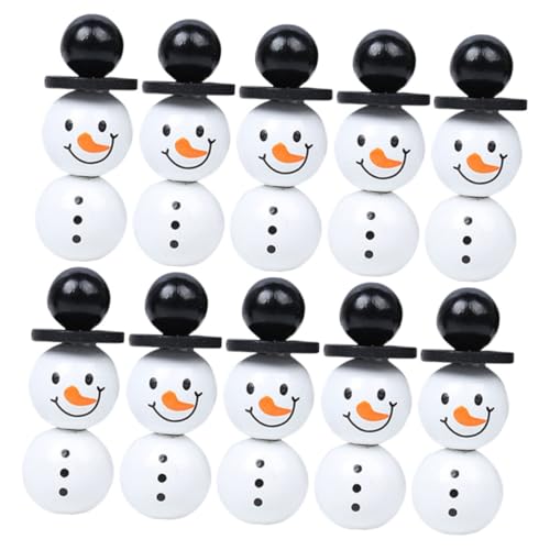 FIXOSHEE Schneemann Holzperlen Teilig mit Schwarzer Rundperle und Schneemann Motiv DIY Weihnachtsdeko Holzperlen für Armbänder Basteln Langlebig Praktisch für Winter und Partydeko von FIXOSHEE