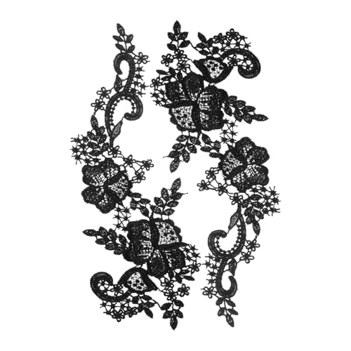 FIXOSHEE Schwarze Spitzen applikation für DIY Kleidung Bestickter Kragen Patch Vielseitig für Cheongsam Hochzeitskleider Abendmode und Kostüme Individuelle Verzierungen Modisches von FIXOSHEE