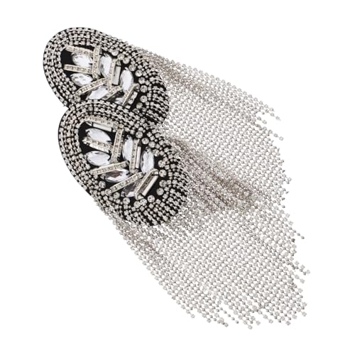 FIXOSHEE Silberne Quasten Epauletten mit Strass Dekorative Schulterklappen für Anzug Fransen Schulterabzeichen Langlebiges und Leichtes Kostümzubehör FIXOSHEE Silberne Quasten Epauletten mit Strass Dekorative Schulterklappen für Anzug Fransen Schulterabzeichen Langlebiges und Leichtes Kostümzubehör von FIXOSHEE
