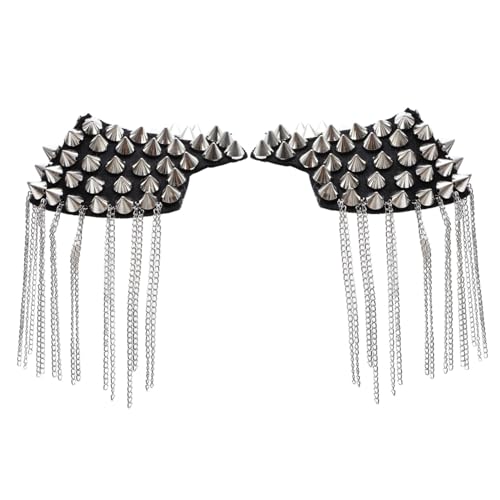 FIXOSHEE Silberne Schulterklappen mit Nieten und Quastenkette Modisches Epaulet Zubehör für Herrenmilitär Kostümparty und Stilvolle Kleidung Teiliges mit Elegantem Sternmuster FIXOSHEE Silberne Schulterklappen mit Nieten und Quastenkette Modisches Epaulet Zubehör für Herrenmilitär Kostümparty und Stilvolle Kleidung Teiliges mit Elegantem Sternmuster von FIXOSHEE