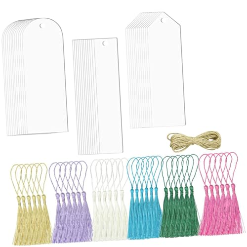 FIXOSHEE Teiliges Transparentes Acryl Lesezeichen mit Vorgebohrten Löchern Bunten Quasten und Garn Blanko DIY Bookmarks für Büro und Bastelbedarf Vielseitige Dekorative Buchmarken FIXOSHEE Teiliges Transparentes Acryl Lesezeichen mit Vorgebohrten Löchern Bunten Quasten und Garn Blanko DIY Bookmarks für Büro und Bastelbedarf Vielseitige Dekorative Buchmarken von FIXOSHEE