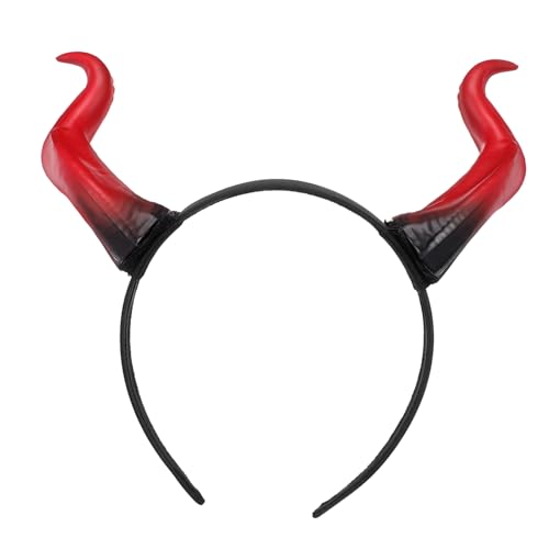 FIXOSHEE Teufelshörner Haarreif aus Langlebigem PP Detailreiches Design Halloween Kostüm Haarband mit Dämonischen Hörnern Rotschwarz Damen Fasching Karneval Party Zubehör von FIXOSHEE