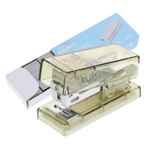 FIXOSHEE Transparenter Mini Heftgerät Multifunktional mit Locher und Cutter Leichter Handhefter für Büro Schule und Zuhause Praktisch und Tragbar als Praktisches Zubehör für Schreibtisch von FIXOSHEE