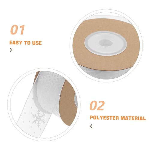 FIXOSHEE Transparentes Schneeflockenband Breit Vielseitiges DIY geschenkband für Haaraccessoires Bastelmaterial und Geschenkverpackung Weiße Schneeflocken Muster Winterdeko für von FIXOSHEE