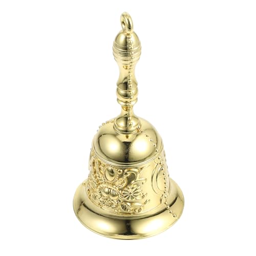 FIXOSHEE Vintage Handglocke mit Klar Klingendem Metall und Rutschfestem Griff Dekorative Hand Percussion Bell für Restaurant Partydeko Empfang und Büro Kleine Elegante Serviceglocke von FIXOSHEE