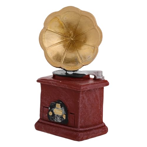 FIXOSHEE Vintage Miniatur Grammophon Dekoration aus Kunstharz Retro Phonograph Modell Kompakt und Tragbar Kreative Nostalgie für Zuhause Büro und Party deko von FIXOSHEE