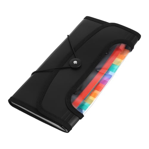 FIXOSHEE Wasserdichter Fächer Aktenordner Fächermappe mit Erweiterbarem Akkordeon Design Vielseitiger Dokumenten und Quittungsorganizer für Büro Finanzen Schule und Zuhause Schwarz von FIXOSHEE