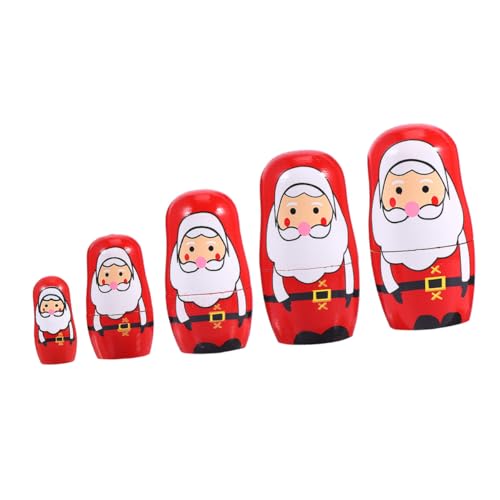 FIXOSHEE Weihnachtsdeko Holz Nesting Ornament mit Handgezeichnetem Weihnachtsmann Lustige Holzfigur für Gemütliche Wohnraumdekoration Farbenfrohes Detailreiches von FIXOSHEE
