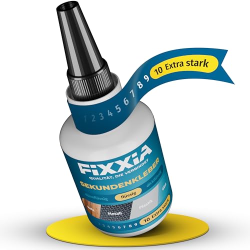 FIXXIA 50g Sekundenkleber extra stark mit innovativem Nadelverschluss, wählbar flüssig als Flüssigkleber oder dickflüssig als Glue Gel, Superkleber, Kleber extra stark, Metallkleber (dickflüssig) von FIXXIA
