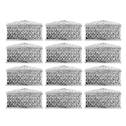 FIYO 12 Stück Schatzkiste Pralinenschachteln, Hochzeitsgeschenkboxen Personalisierte Geschnitzte Hohle Pralinen-Geschenkbox Bonbon-Geschenkboxen für Hochzeitsgastgeschenke(Silber) von FIYO