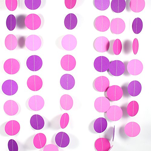 FIYO 4M Bunte Kreisschnur, Runde Papiergirlande Papiergirlande Zum Aufhängen von Regenbogen-Geburtstagsfeierdekorationen(Rosa Rosa Lila) von FIYO