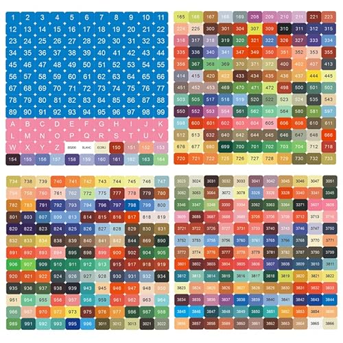 FIYO Quadratische farbige Zahlenaufkleber, DMC 447 Etiketten für mehrfarbig, zum Anbringen von Diamantmalerei, Aufbewahrungsboxen, Diamantmalerei, Aufbewahrungsbehälter, Kunst, bunte Aufkleber (2 Set) von FIYO
