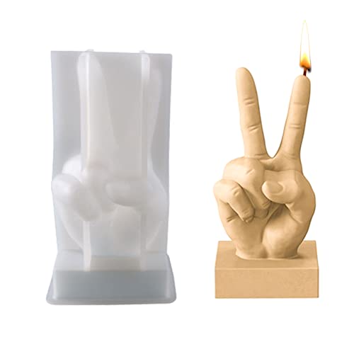 FIYSON Finger Silikonformen Fondant Silikonform 3D-Hand-Finger mit Kerzendocht Handgemachtes Kerzenherstellung Set Kerzen Formen Silikon Harz Formen für Handwerk Ornamente Fondant Duftkerze (Scissors) von FIYSON