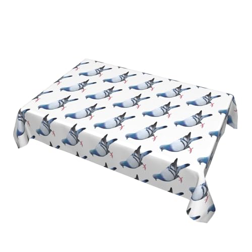Rechteckige dekorative Tischdecke mit Tauben-Druck, für Esstische im Innen- und Außenbereich von 4 bis 6, 137 x 183 cm Rechteckige dekorative Tischdecke mit Tauben-Druck, für Esstische im Innen- und Außenbereich von 4 bis 6, 137 x 183 cm von FInpan