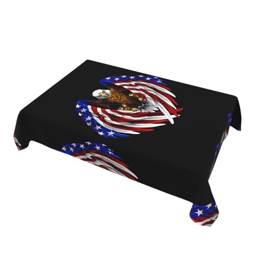 Tischdecke, Motiv: USA-Flagge, Patriotischer Adler, bedruckt, rechteckig, dekorativ, für Esstische im Innen- und Außenbereich von 4 bis 6, 137 x 183 cm Tischdecke, Motiv: USA-Flagge, Patriotischer Adler, bedruckt, rechteckig, dekorativ, für Esstische im Innen- und Außenbereich von 4 bis 6, 137 x 183 cm von FInpan
