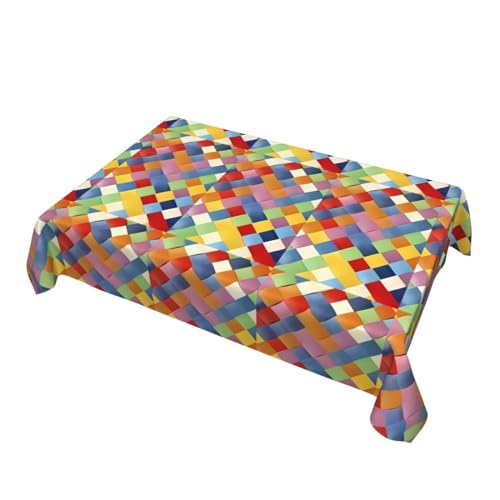 Tischdecke, rechteckig, dekorativ, bunt, kariert, für Esstische im Innen- und Außenbereich von 10,2 bis 15,2 cm, 137,2 x 183,9 cm Tischdecke, rechteckig, dekorativ, bunt, kariert, für Esstische im Innen- und Außenbereich von 10,2 bis 15,2 cm, 137,2 x 183,9 cm von FInpan