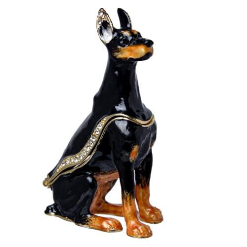 FJ FENGZHIJIE Dobermann Hund Figur Schmuckschatulle mit handbemalten Details und Scharnierdeckel Golden Crystal Emailliert Tier Andenken Besonderes Tag Geschenke für Hundeliebhaber FJ FENGZHIJIE Dobermann Hund Figur Schmuckschatulle mit handbemalten Details und Scharnierdeckel Golden Crystal Emailliert Tier Andenken Besonderes Tag Geschenke für Hundeliebhaber von FJ FENGZHIJIE
