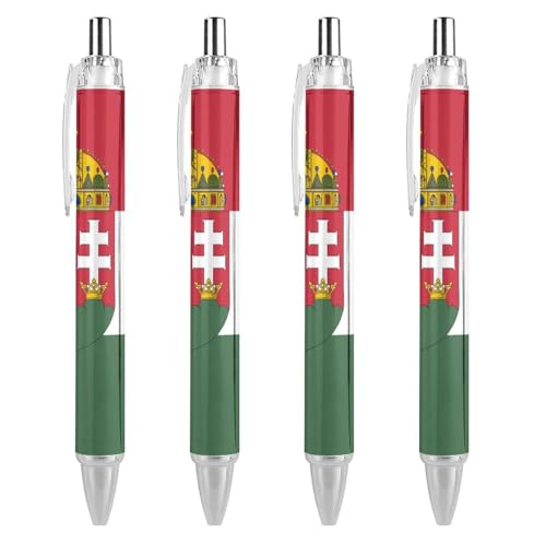 FJAUOQ Kugelschreiber mit ungarischer Flagge, schmal, einziehbar, blaue Tinte, 0,5 mm, Kugelschreiber zum Schreiben und Unterschreiben, Zuhause, Schule, Büro, 4 Stück FJAUOQ Kugelschreiber mit ungarischer Flagge, schmal, einziehbar, blaue Tinte, 0,5 mm, Kugelschreiber zum Schreiben und Unterschreiben, Zuhause, Schule, Büro, 4 Stück von FJAUOQ