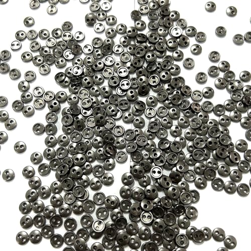 FJISD 100 Stück 3/4/5 mm Puppenkleiderknöpfe, kleine Knöpfe für Puppenkleidung, wirklich kleine Metallknöpfe mit 2 Löchern für Puppenkleider, Pistolenschwarz FJISD 100 Stück 3/4/5 mm Puppenkleiderknöpfe, kleine Knöpfe für Puppenkleidung, wirklich kleine Metallknöpfe mit 2 Löchern für Puppenkleider, Pistolenschwarz von FJISD