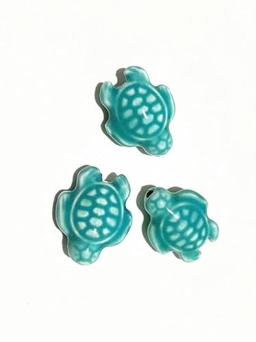 FJISD 30 Stück 18 x 15 mm glasierte Keramikperlen in Schildkrötenform zur Armbandherstellung, Blaue und weiße Porzellanperlen, Abstandsperlen zum Basteln von Schmuckherstellung von FJISD
