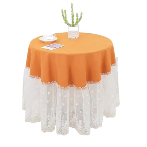 FJIXUO Kleine runde Tischabdeckung, einfache einfarbige Tische, Matte, Haushalt, Esstisch, Kaffee, Schreibtisch, Tischdecke Für Restaurant(Orange,Diameter 140cm) von FJIXUO