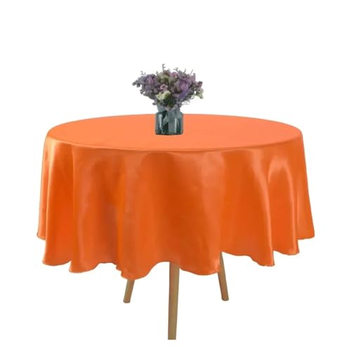 FJIXUO Runde Satin-Tischdecke, Hochzeits-Party-Overlays, Dekoration, Geburtstagsparty, Restaurant, Zuhause, Tischdecke Für Restaurant(Orange,240CM) von FJIXUO