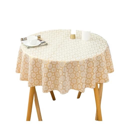 FJIXUO Runde Tischdecke, wasserfest, ölbeständig, Kunststoff, Tischdecke mit Blumenmuster, for Zuhause, Küche, Esszimmer, Tischdekoration, Zubehör Für Restaurant(Color C,80cm) von FJIXUO