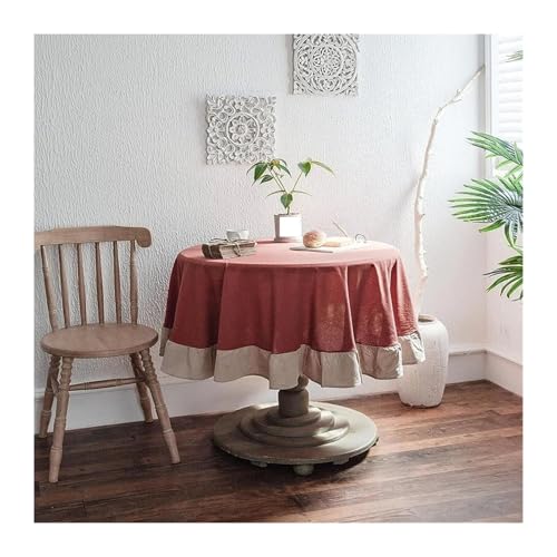 FJIXUO Runde Tischdecken im Retro-Stil, waschbare Stoff-Tischdecken for Restaurant, Küche, Hochzeit, Party-Dekoration Für Restaurant(Red,Diameter 90cm) von FJIXUO